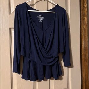 Torrid Deep Blue Drape Blouse